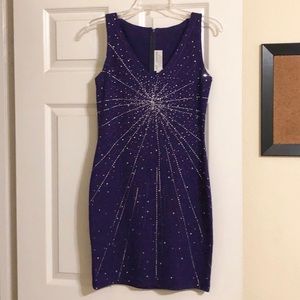 St John Santana knit evening dress with palliates